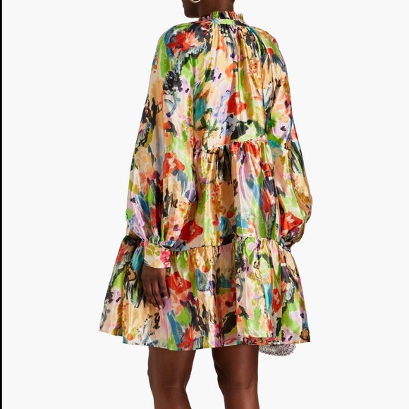 STINE GOYA Dresses & Skirts - Stine Goya Jasmine Tiered Printed Lamé Mini Dress